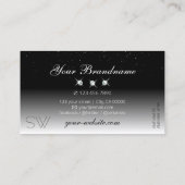 Elegante Schwarz-Weiß-Sparkle-Diamanten-Initialen Visitenkarte (Rückseite)