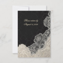 Elegante Schwarz-Weiß-Spitzen-Hochzeit-RSVP-Karte RSVP Karte
