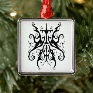 Elegante Schwarz-Weiß-Stammesmaske Abstract Ornament Aus Metall