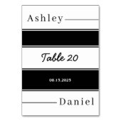 Elegante Schwarz-Weiß Streifen Delikate Hochzeit Tischnummer (Vorderseite)