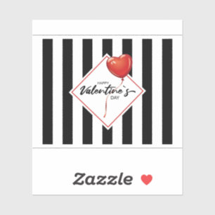 Elegante Schwarz-Weiß-Streifen-Herzen Valentinstag Aufkleber