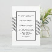 Elegante Schwarz-Weiß-Streifen Hochzeit Einladung (Stehend Vorderseite)