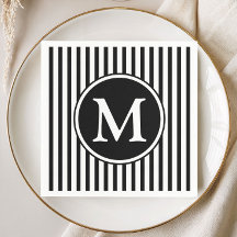 Elegante Schwarz-Weiß-Streifen in Monogramm