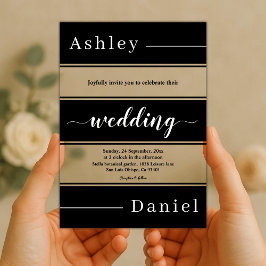 Elegante Schwarz-Weiß-Streifen Moderne Hochzeit Acryleinladungen