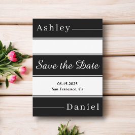 Elegante Schwarz-Weiß-Streifen Moderne Hochzeit Save The Date