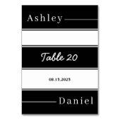 Elegante Schwarz-Weiß-Streifen Moderne Hochzeit Tischnummer (Vorderseite)