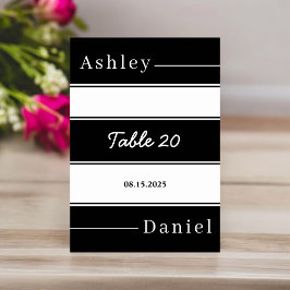 Elegante Schwarz-Weiß-Streifen Moderne Hochzeit Tischnummer