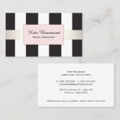 Elegante Schwarz-Weiß Streifen Pink Plaque Schönhe Visitenkarte (Vorne/Hinten)