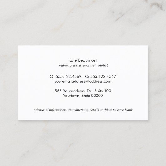 Elegante Schwarz-Weiß Streifen Pink Plaque Schönhe Visitenkarte (Rückseite)