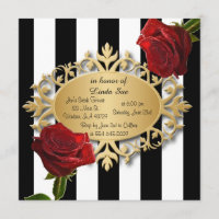 Elegante Schwarz-Weiß-Streifen und Rote Rosen