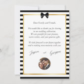 Elegante Schwarz-weiß Stripe-Goldrahmen-Hochzeit Dankeskarte (Vorderseite)