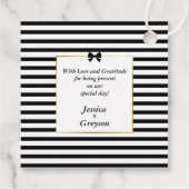 Elegante Schwarz-weiß Stripe-Goldrahmen-Hochzeit Geschenkanhänger (Rückseite)