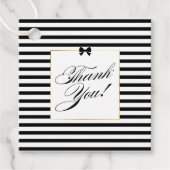 Elegante Schwarz-weiß Stripe-Goldrahmen-Hochzeit Geschenkanhänger (Vorderseite)