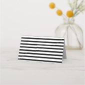 Elegante Schwarz-weiß Stripe-Goldrahmen-Hochzeit Platzkarte (Rückseite)