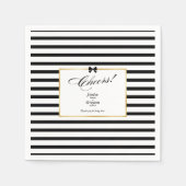Elegante Schwarz-weiß Stripe-Goldrahmen-Hochzeit Serviette (Vorderseite)
