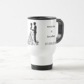 Elegante Schwarz-Weiß-Tasse Save the Date Hochzeit Reisebecher (VorderseiteRechts)