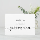 Elegante Schwarz-Weiß-Trauzeuge-Vorschlagskarte Einladung (Stehend Vorderseite)