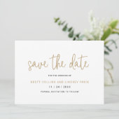 Elegante Schwarz-Weiß-Typografie Moderne Hochzeit Save The Date (Stehend Vorderseite)