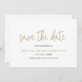 Elegante Schwarz-Weiß-Typografie Moderne Hochzeit Save The Date (Vorne/Hinten)