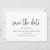Elegante Schwarz-Weiß-Typografie Moderne Hochzeit Save The Date (Vorderseite)