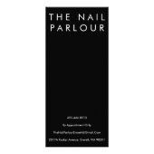 Elegante Schwarz-Weiß-Typografie-Salon-Menü-Karten Werbekarte (Hinten)