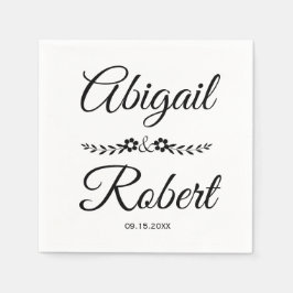 Elegante Schwarz-Weiß-Typografie Serviette