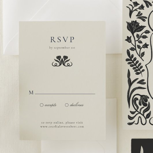 Elegante Schwarz-Weiß-UAWG RSVP Karte