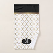 Elegante Schwarz-, Weiß- und Gold Quatrefolienmust Badhandtuch Set (Handtuch)