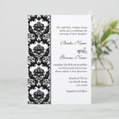 Elegante Schwarz/Weiß Viktorianisch Damask Hochzei Einladung (Stehend Vorderseite)