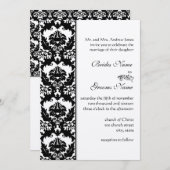 Elegante Schwarz/Weiß Viktorianisch Damask Hochzei Einladung (Vorne/Hinten)