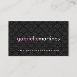Elegante Schwarz-Weiß-Vintage Damaskus Visitenkarte