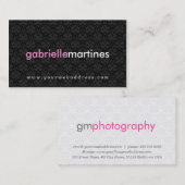 Elegante Schwarz-Weiß-Vintage Damaskus Visitenkarte (Vorne/Hinten)