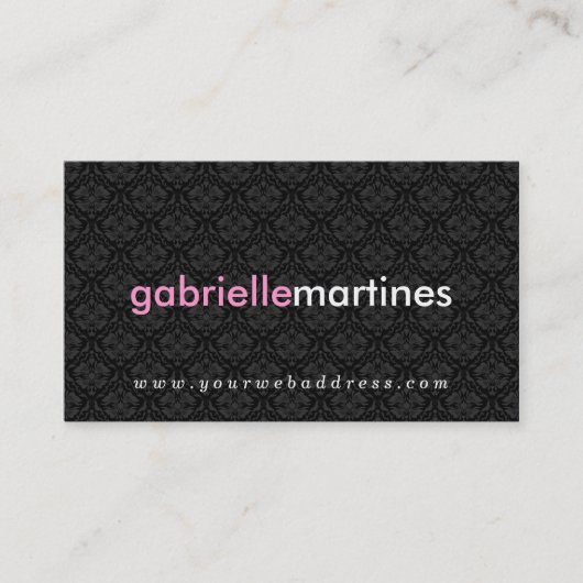 Elegante Schwarz-Weiß-Vintage Damaskus Visitenkarte (Vorderseite)