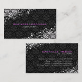Elegante Schwarz-Weiß-Vintage Damaskus Visitenkarte (Vorne/Hinten)