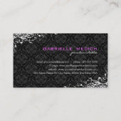 Elegante Schwarz-Weiß-Vintage Damaskus Visitenkarte (Rückseite)