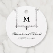 Elegante Schwarz-Weiß-Vintage Monogram-Geschenktas Geschenkanhänger (Rückseite)