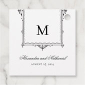 Elegante Schwarz-Weiß-Vintage Monogram-Geschenktas Geschenkanhänger (Rückseite)