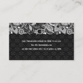 Elegante Schwarz/Weiß Vintage Spitzen & Damaskus 2 Visitenkarte (Rückseite)
