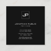 Elegante Schwarz-Weiß-Vorlage für Monogramm Quadratische Visitenkarte (Rückseite)