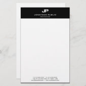 Elegante Schwarz-Weiß-Vorlage Monogramm modern Briefpapier (Vorne/Hinten)
