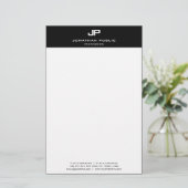 Elegante Schwarz-Weiß-Vorlage Monogramm modern Briefpapier (Stehend Vorderseite)