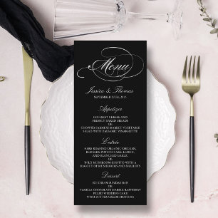 Elegante Schwarz-Weiß-Vorlagen zum Hochzeitsmenü Menükarte