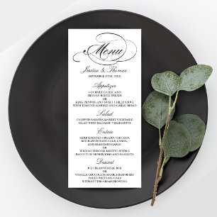 Elegante Schwarz-Weiß-Vorlagen zum Hochzeitsmenü Menükarte
