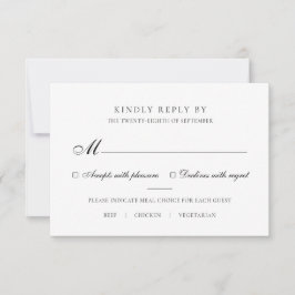 Elegante Schwarz-Weiß-Wahl Meal Wedding RSVP Karte