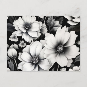 Elegante Schwarz-Weiß-Wasserfarbe Postkarte