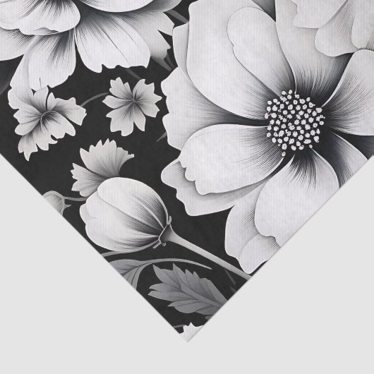 Elegante Schwarz-Weiß-Wasserfarbe Seidenpapier (Ausschnitt)