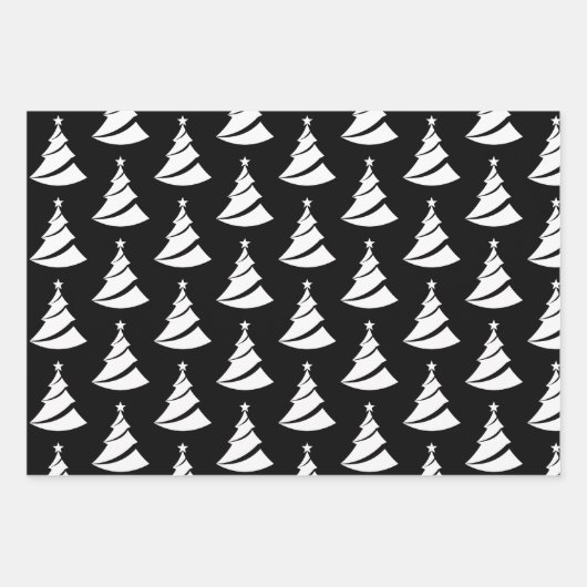 Elegante Schwarz-Weiß-Weihnachtselemente Geschenkpapier Set (Vorderseite 3)