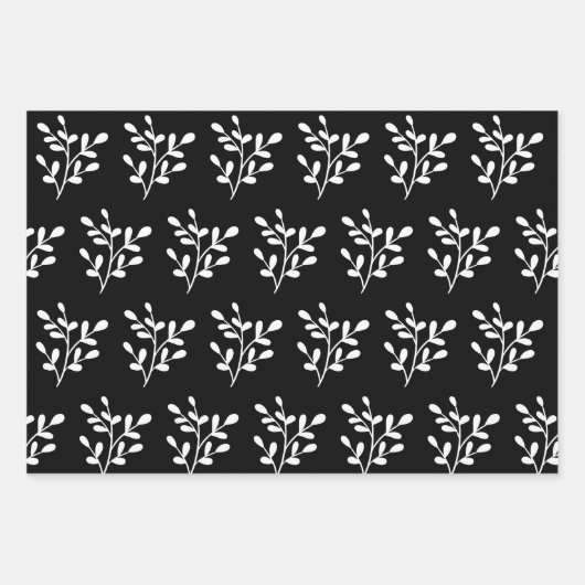 Elegante Schwarz-Weiß-Weihnachtselemente Geschenkpapier Set (Vorderseite 2)