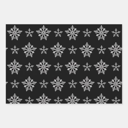 Elegante Schwarz-Weiß-Weihnachtselemente Geschenkpapier Set (Vorderseite)