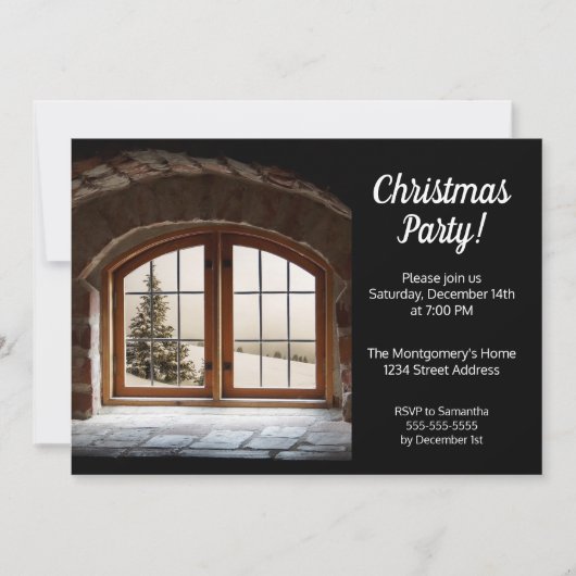 Elegante Schwarz-Weiß-Weihnachtszeit-Party Einladu Einladung (Vorderseite)